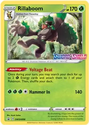Rillaboom - SWSH006 (Prerelease) from SWSH: Sword & Shield Promo Cards
