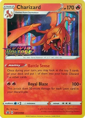 Charizard - SWSH066 (Prerelease) [Staff] from SWSH: Sword & Shield Promo Cards