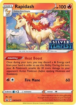 Rapidash - SWSH270 (Prerelease) [STAFF] from SWSH: Sword & Shield Promo Cards