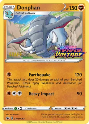 Donphan - SWSH067 (Prerelease) [Staff] from SWSH: Sword & Shield Promo Cards