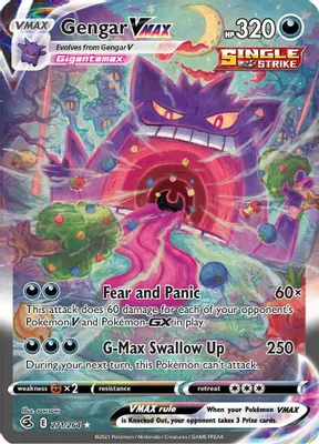 Gengar VMAX (Alternate Art Secret) from SWSH08: Fusion Strike