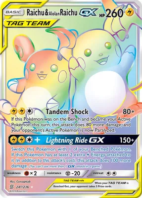 Raichu & Alolan Raichu GX (Secret) from SM - Unified Minds