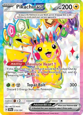 Pikachu ex - 219/191 from SV08: Surging Sparks