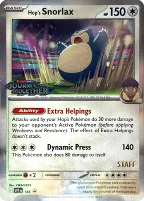 Hop's Snorlax - 184 (Prerelease) [Staff] from SV: Scarlet & Violet Promo Cards