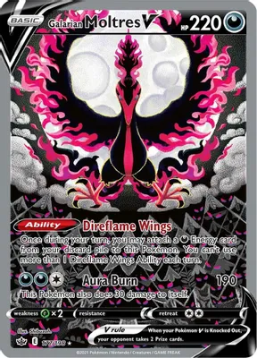 Galarian Moltres V (Alternate Full Art) from SWSH06: Chilling Reign