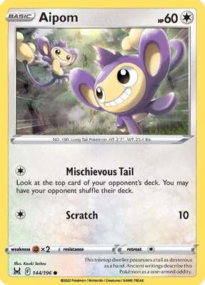 Aipom from SWSH11: Lost Origin