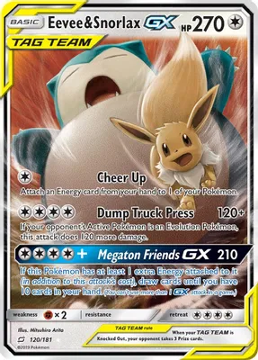 Eevee & Snorlax GX from SM - Team Up