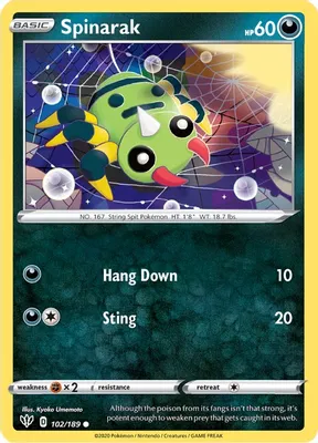 Spinarak from SWSH03: Darkness Ablaze