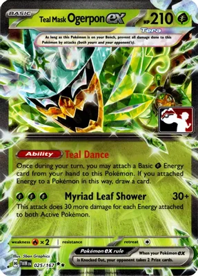 Teal Mask Ogerpon ex - 025/167 (Prize Pack Series 7) from Prize Pack Series Cards