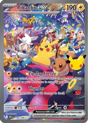 Pikachu ex - 150/128 from ME: 30th Celebration