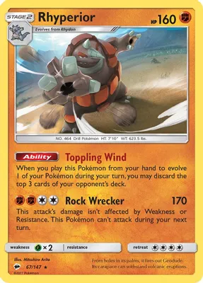 Rhyperior from SM - Burning Shadows