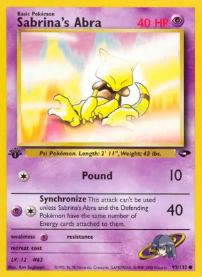 Sabrina's Abra (93) from Gym Challenge