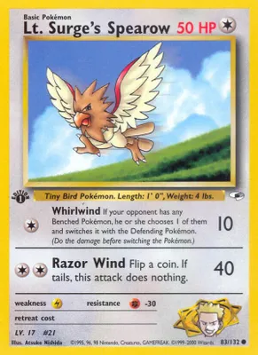 Lt. Surge's Spearow (83) from Gym Heroes