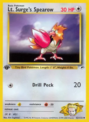 Lt. Surge's Spearow (52) from Gym Heroes