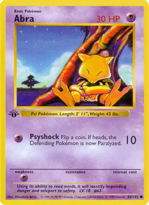 Abra from Base Set (Shadowless)