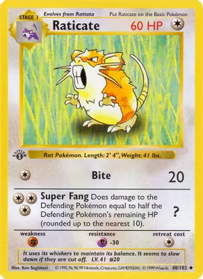 Raticate from Base Set (Shadowless)