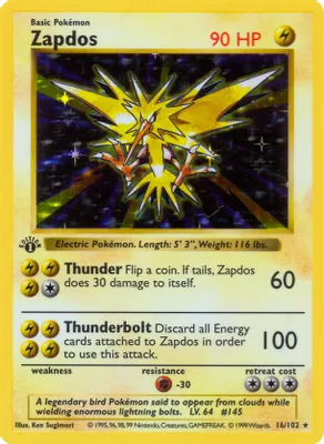 Zapdos from Base Set (Shadowless)