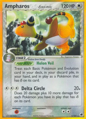 Ampharos (Delta Species) from EX Dragon Frontiers
