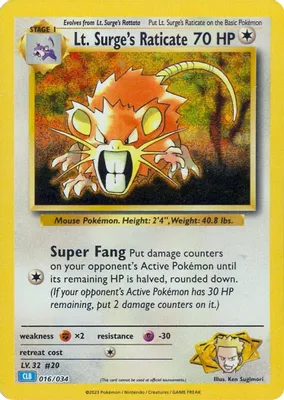 Lt. Surge's Raticate from Trading Card Game Classic
