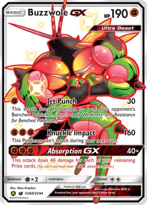 Buzzwole GX from Hidden Fates: Shiny Vault