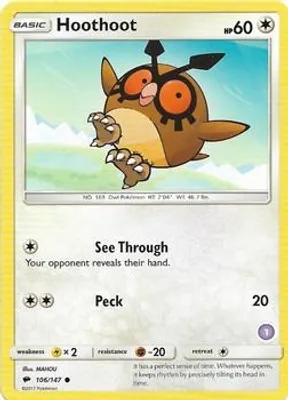 Hoothoot (1) from SM Trainer Kit: Alolan Sandslash & Alolan Ninetales
